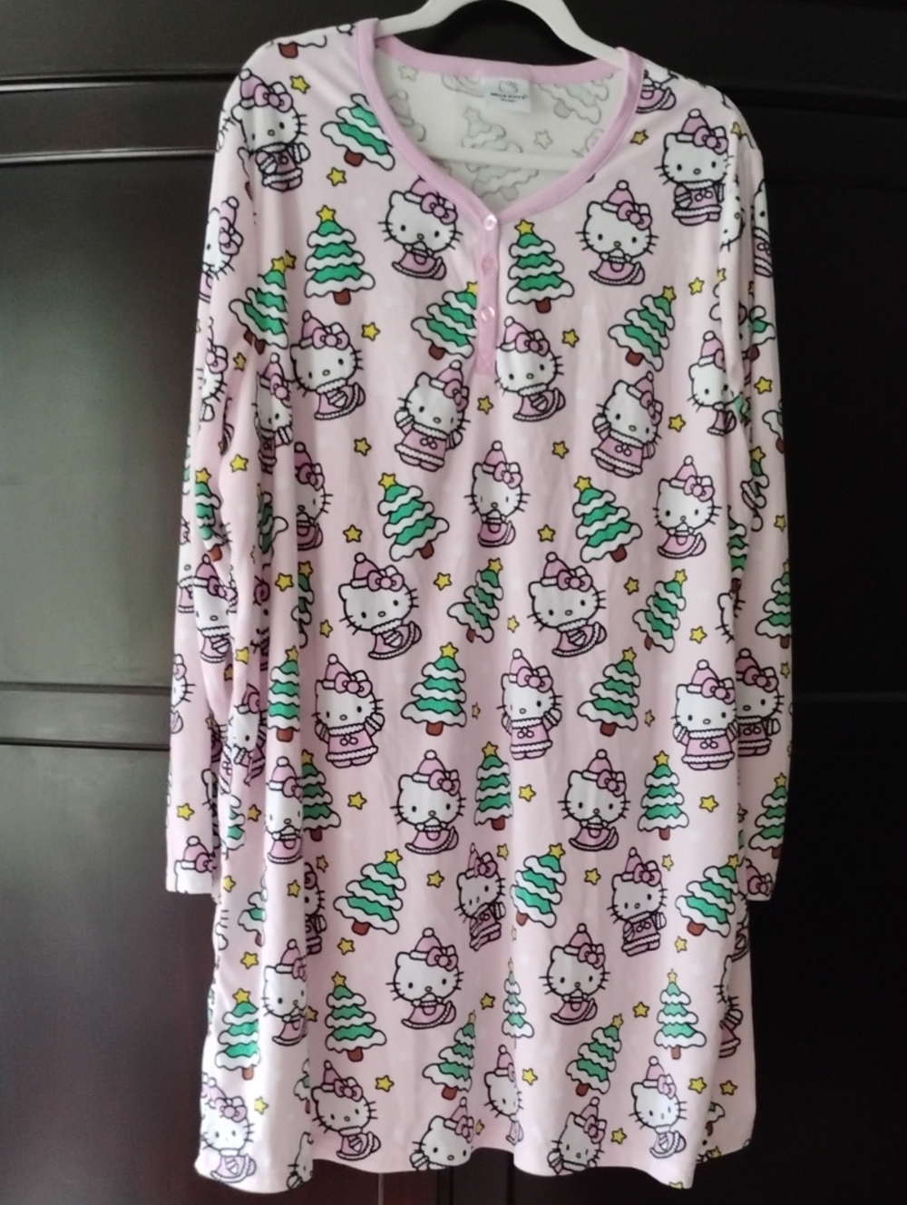 Hello Kitty Light Pink Long Sleeve Nightgown with Holiday Print